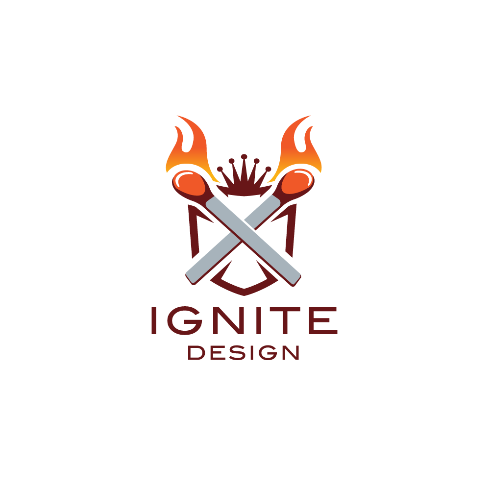 Ignite Logo - Ignite—Lit Matches and Shield Logo Design
