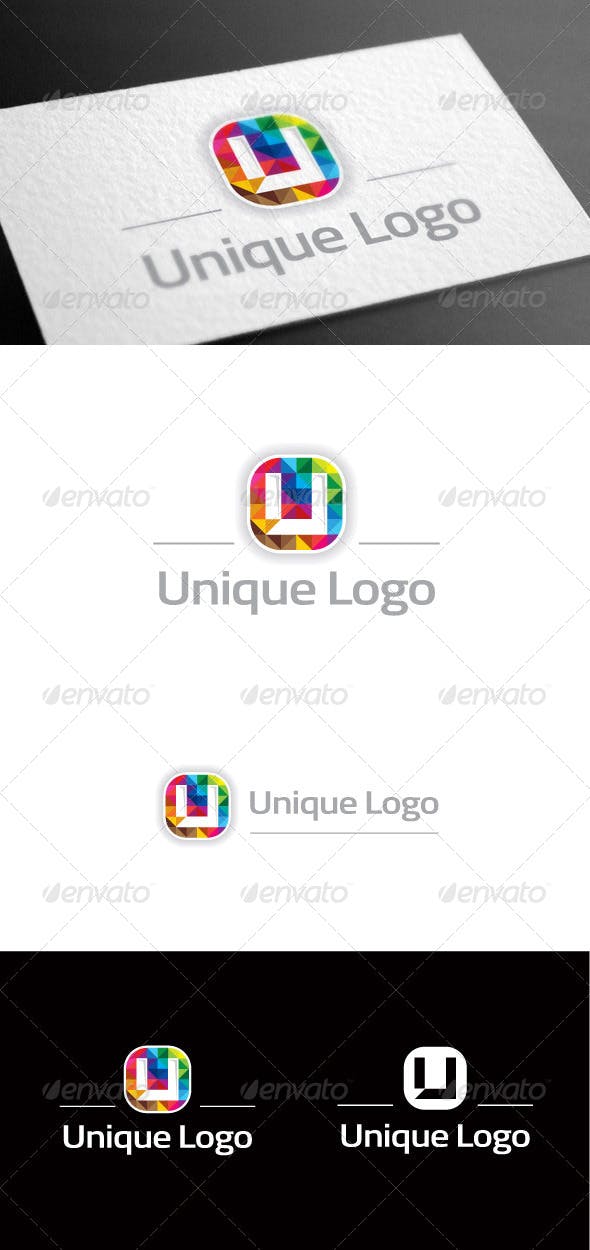 Unique U Logo - Unique Polygon U Logo