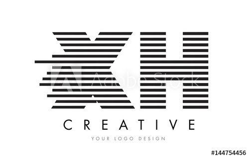 Xh Logo - XH X H Zebra Letter Logo Design with Black and White Stripes