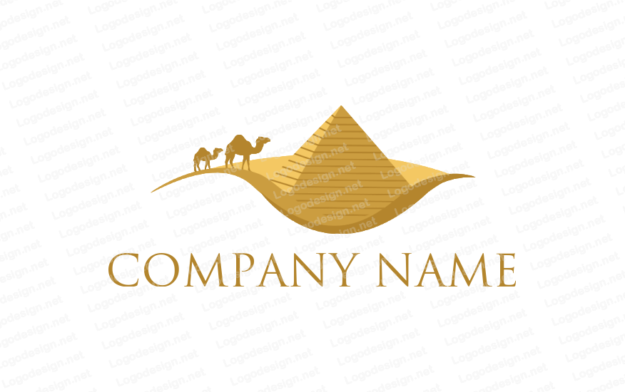 Desert Logo - pyramid and camels in desert. Logo Template by LogoDesign.net