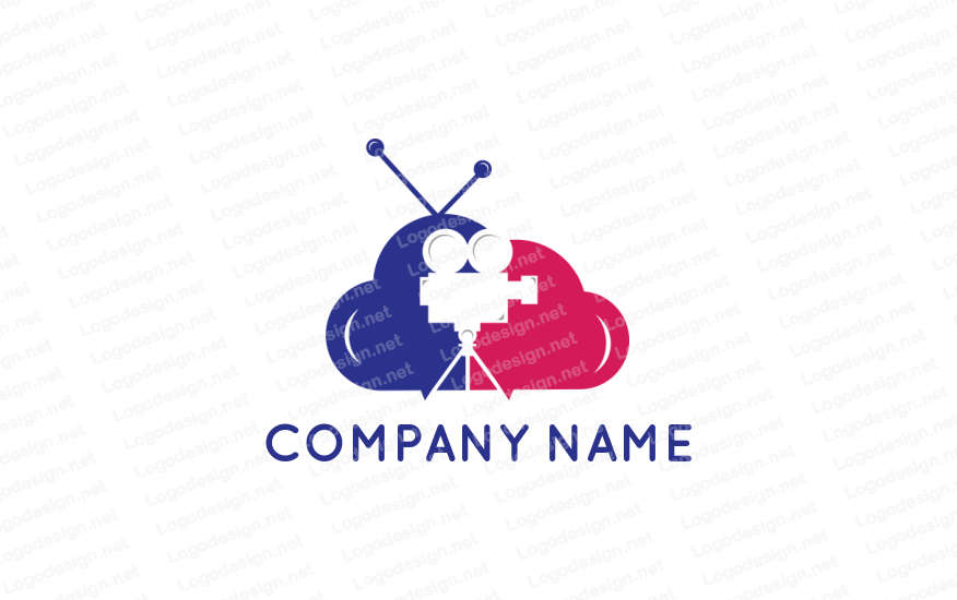 Antenna Logo - movie camera in front of cloud with antenna for broadcast | Logo ...