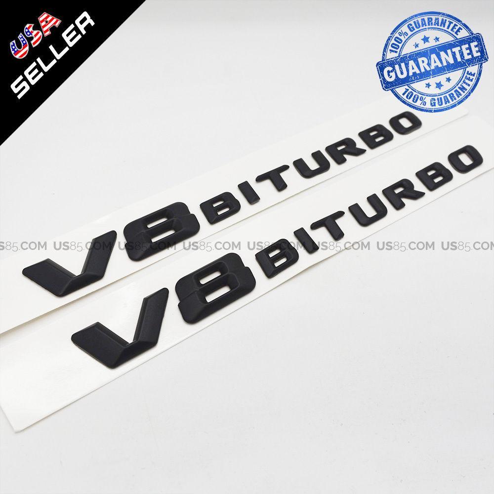 Nameplate Logo - ABS Matte Black V8 BITURBO Side Fender Logo Nameplate Emblem AMG Decoration  2pcs