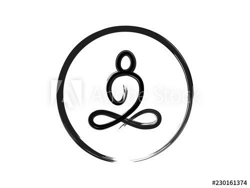 Buddihsm Logo - Buddha sitting zen brush stroke painting in circle isolated on white ...