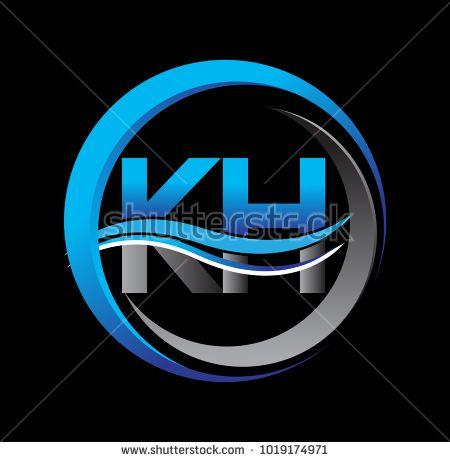 KH Logo - initial letter logo KH company name blue and grey color on circle
