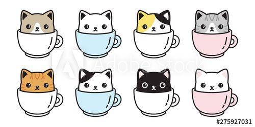 Calico Logo - cat vector icon kitten coffee cup calico logo fish symbol cartoon