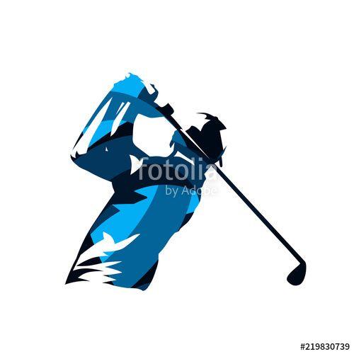 Golfer Logo - Golf player, abstract blue isolated vector silhouette. Golf swing ...