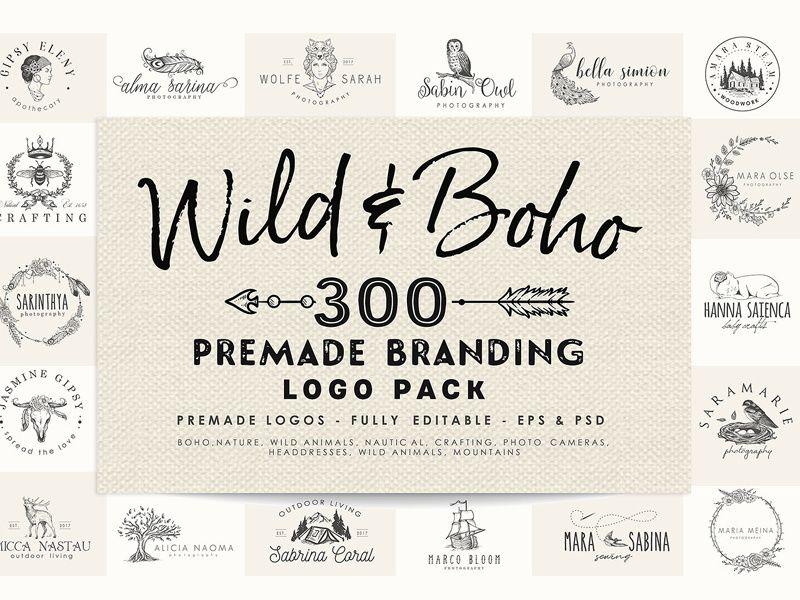 Bohemian Logo - Wild and Boho Premade logo Bundle by Logo Templates on Dribbble