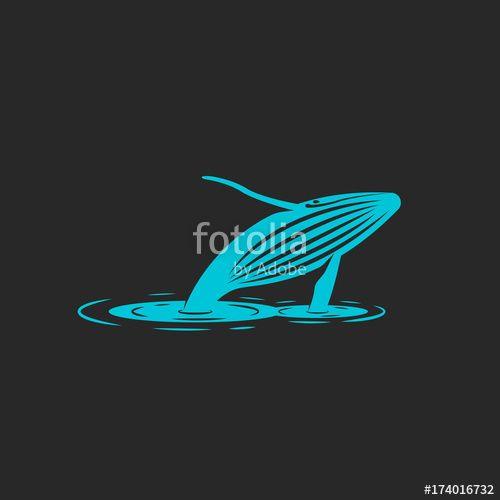 Humpback Logo - A humpback whale jump out water, silhouette of a blue whale with ...