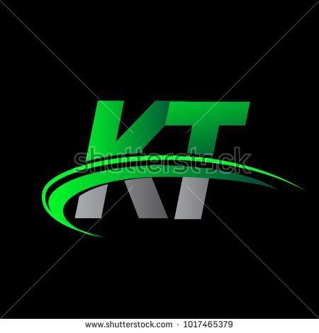 KT Logo - initial letter KT logotype company name colored green and black ...