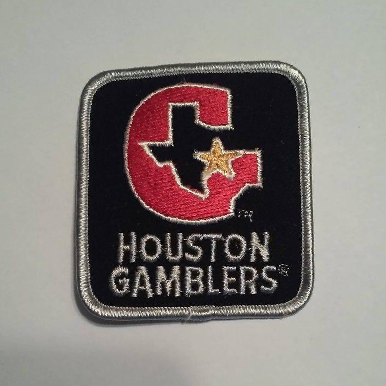 Gamblers Logo - Houston Gamblers USFL Football Team Logo Black Silver Red Old School Patch  - Vintage