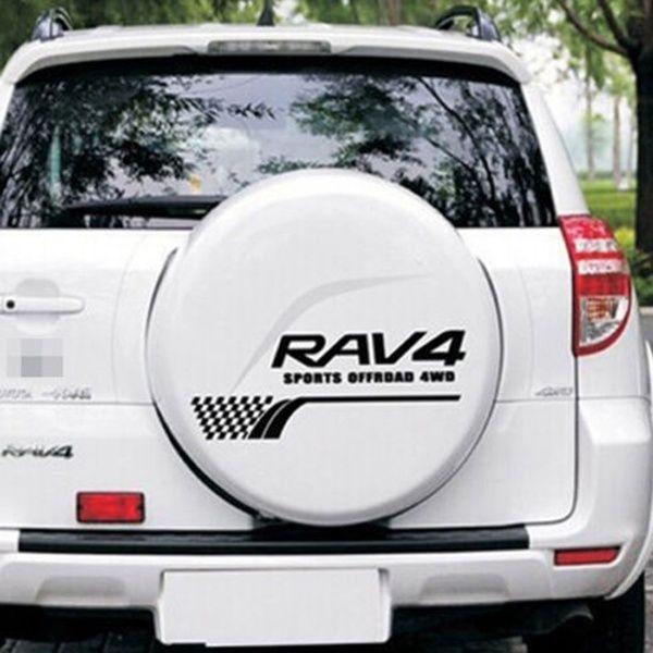 RAV4 Logo - 1 x RAV4 SPORTS OFFROAD 4WD Logo Reflective Car Rear Trunk Spare Wheel Tire  Sticker Decal for Toyota RAV4 (Size:21*58cm)