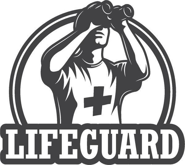 Lifeguard Logo - Cool Vintage Gray Cartoon Logo Icon - Lifeguard Vinyl Sticker