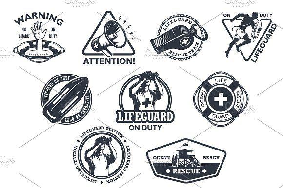 Lifeguard Logo - Set of lifeguard emblems