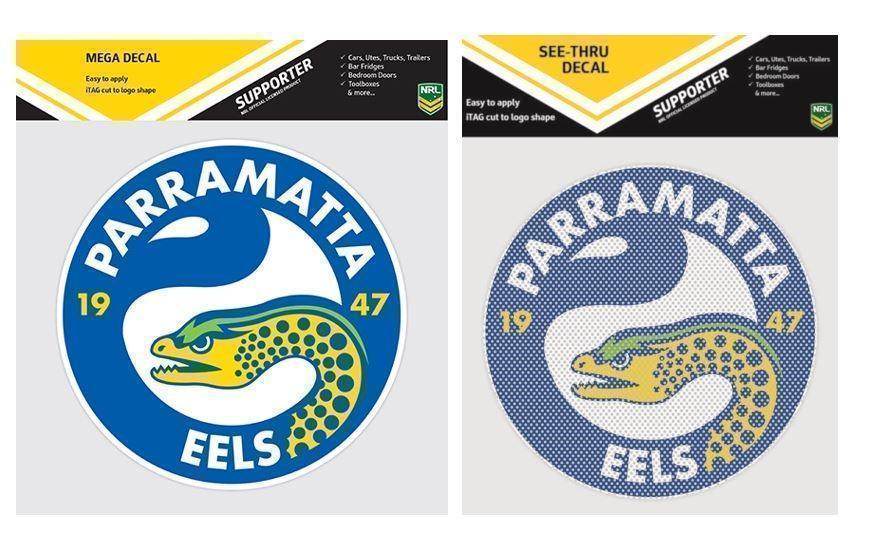 NRL Logo - Set Of 2 Parramatta Eels NRL Logo Mega Spot Sticker & See Thru Car ...