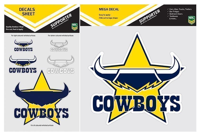 NRL Logo - Set Of 2 North Queensland Cowboys NRL Logo Mega Spot Sticker ...