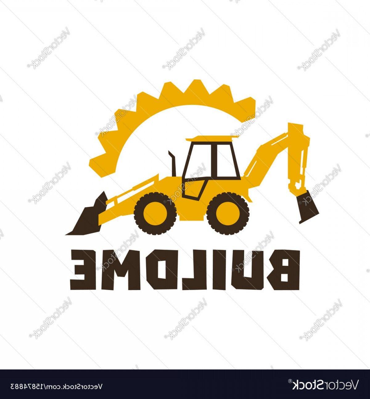 Backhoe Logo - Logo Backhoe Loader Orange Construction Equipment Vector