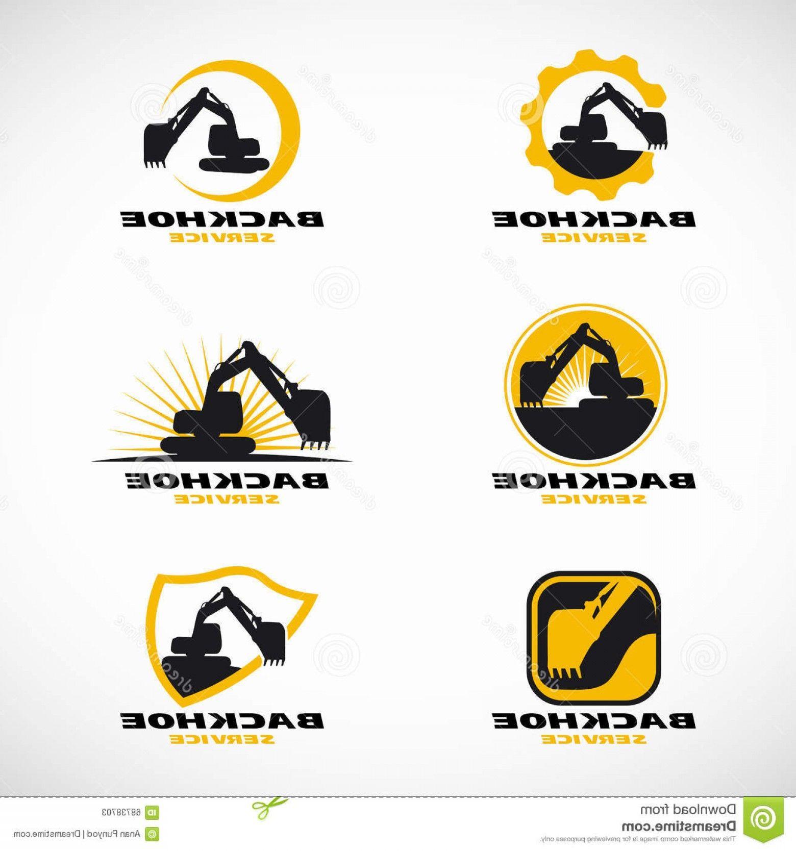 Backhoe Logo - Stock Illustration Yellow Black Backhoe Logo Vector Set Design Image
