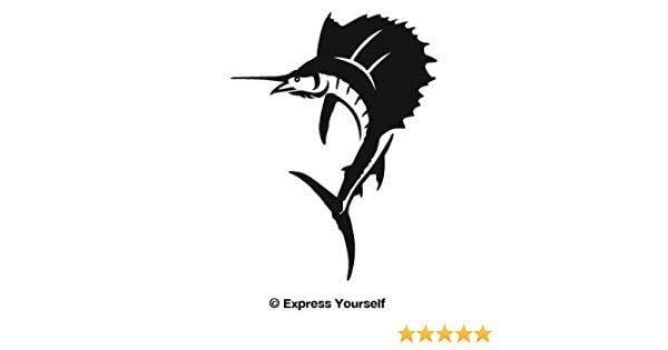 Sailfish Logo - Express Yourself Products Sailfish (Black - Image Facing as Shown - Large)  Decal Sticker - Saltwater Fish Collection