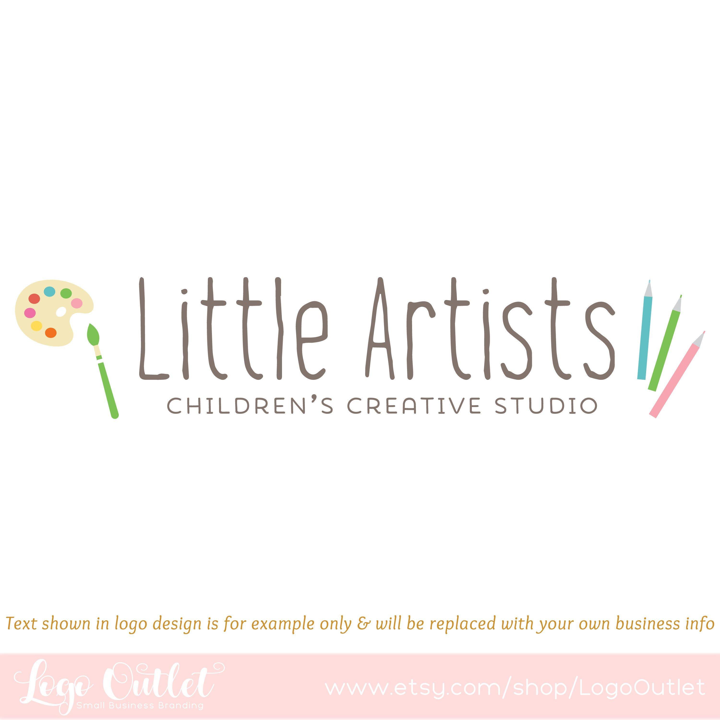 Pencils Logo - Paint and Pencils Artist Premade Logo Design files for Web & Print + Watermarks! Perfect for Art Studio, Children's Art + more!