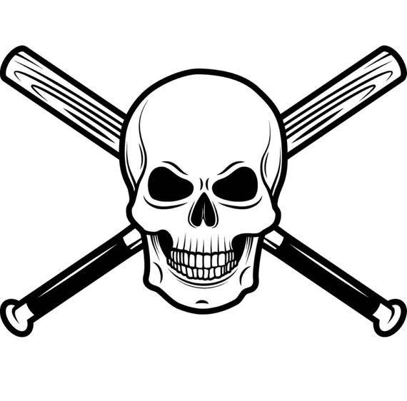 Bat Sports Logo - Baseball Logo 18 Skull Wood Stick Bat Crossed Ball Sports | Etsy