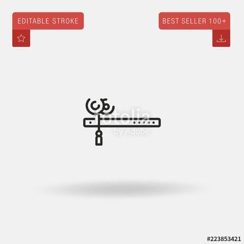 Flute Logo - Outline Flute icon isolated on grey background. Line pictogram ...