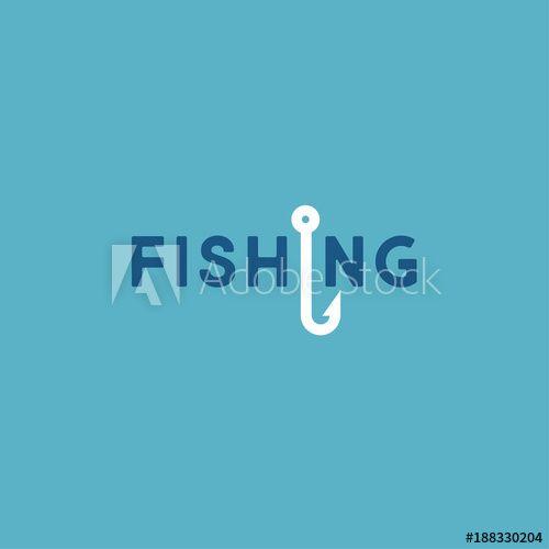 Flute Logo - Fishing logo. Flute logo. Letters and a fishing hook on a blue