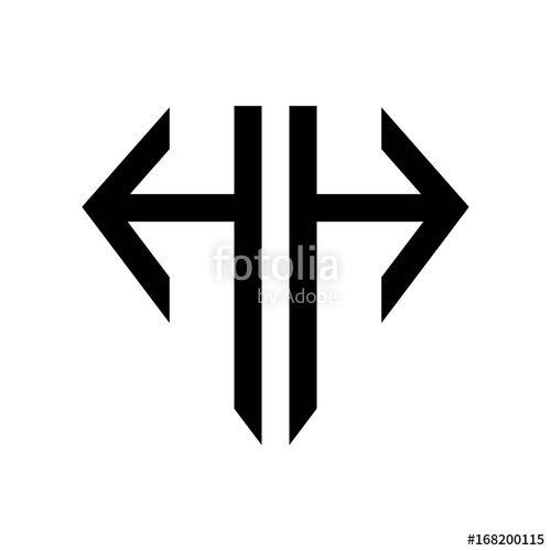 HH Logo - initial letters logo hh black monogram diamond pentagon shape Stock