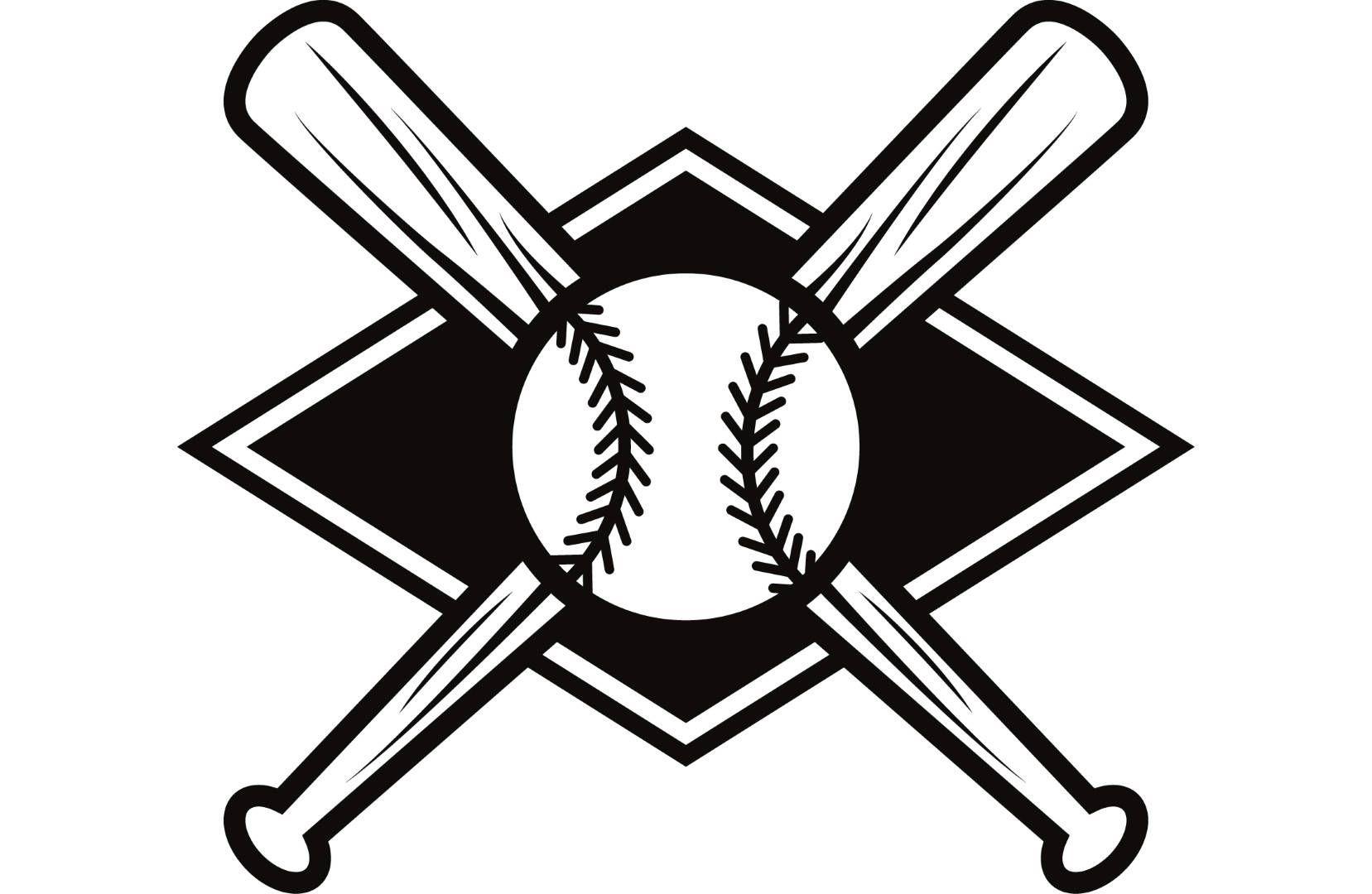 Bat and Ball Logo - Baseball Logo 7 Bats Crossed Ball Diamond League Equipment | Etsy