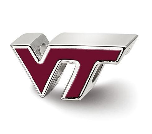 Vt-2 Logo - Virginia Tech Sterling Silver VT Enameled Logo Bead