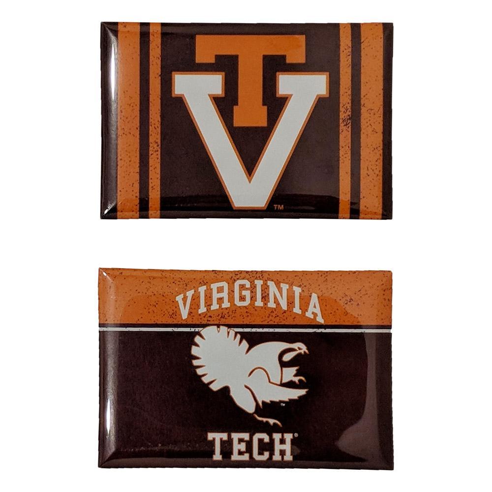 Vt-2 Logo - VT-Virginia Tech Retro Logo 2 Pack Fridge Magnets-Alumni Hall
