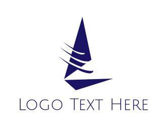 Sailor Logo - Fast Blue Sailboat Logo