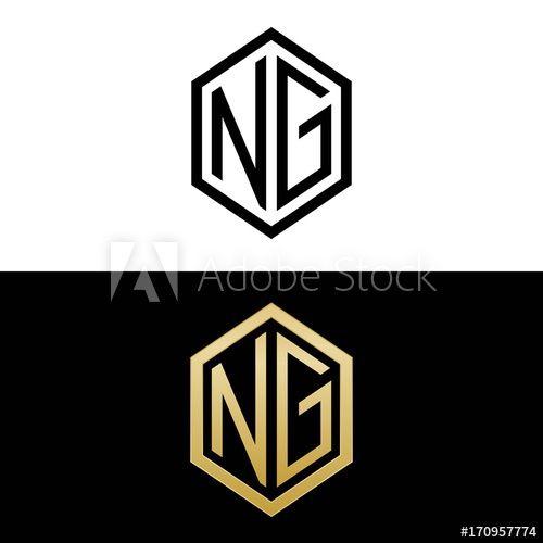 Ng Logo - initial letters logo ng black and gold monogram hexagon shape vector ...
