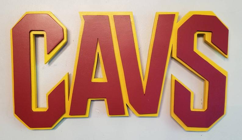 Two-Dimensional Logo - Cleveland Cavs two dimensional handmade wood font logo sign