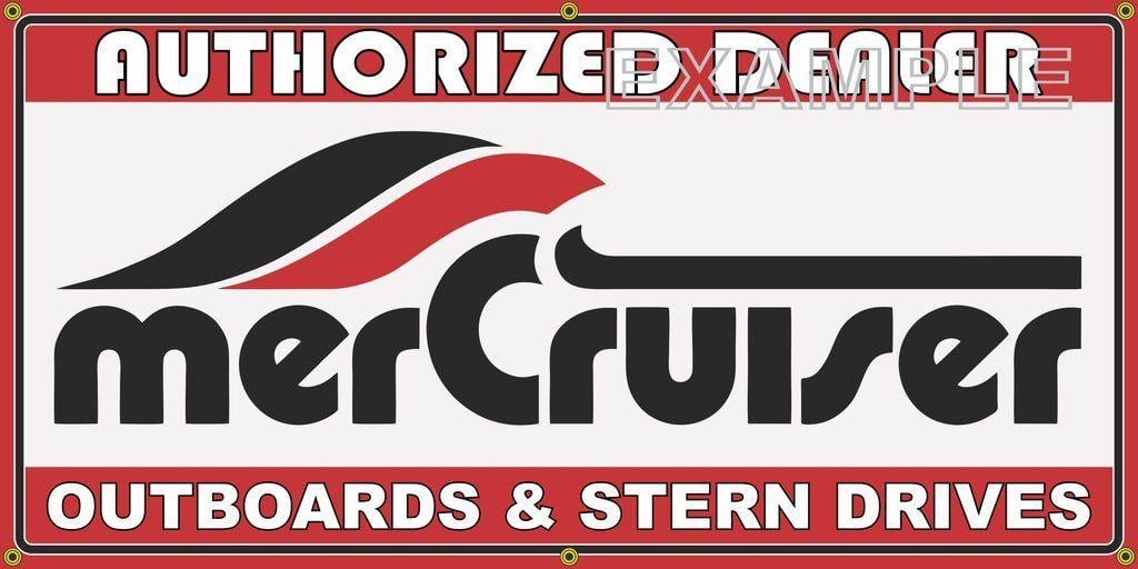 Mercruiser Logo - MERCRUISER OUTBOARDS AND STERN DRIVES VINTAGE OLD SCHOOL SIGN REMAKE BANNER  SIGN ART MURAL 2' X 4'/3' X 6'