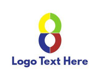 Octagon Logo - Colorful Number 8 Logo