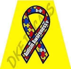 Autism Logo - Details about Reflective Helmet Tetrahedron, Yellow with Autism Awareness  Puzzle Ribbon Logo