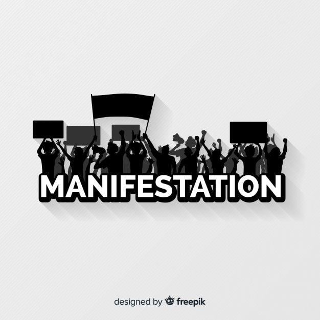 Manifestation Logo - Manifestation composition with silhouette design Vector