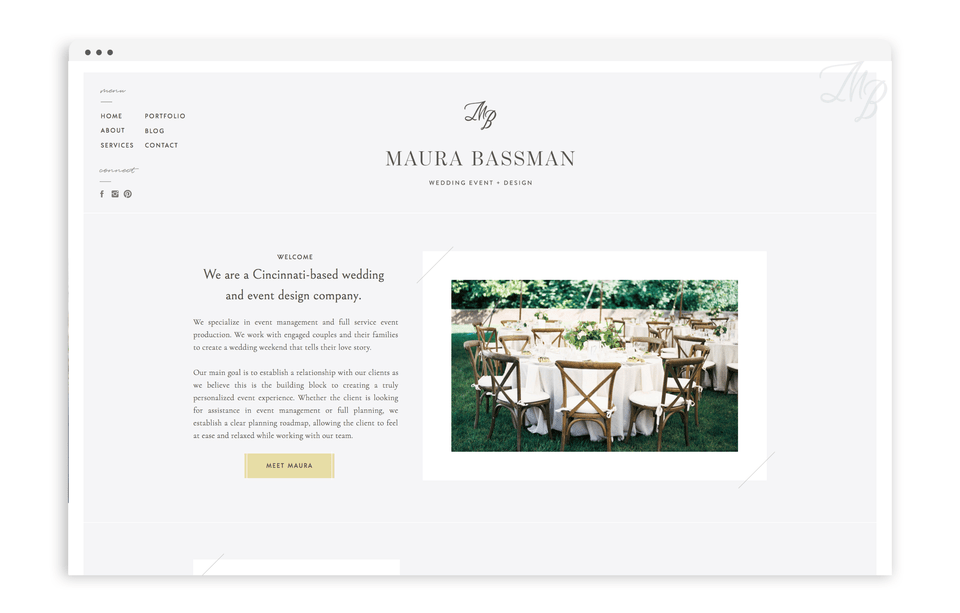 Maura Logo - Brand + Showit Web Design Launch. Maura Bassman Events. With Grace