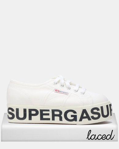 Superga Logo - Superga Logo Print Canvas Wedge Sneakers White