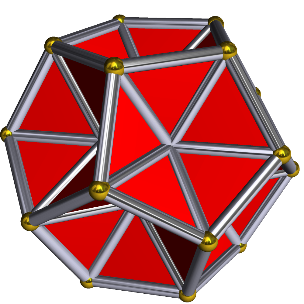 Hexagon in a Red Triangle Logo - Excavated dodecahedron
