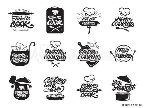 Cook Logo - Cooking logos set. Healthy cooking. Bon appetit. Cooking idea. Cook