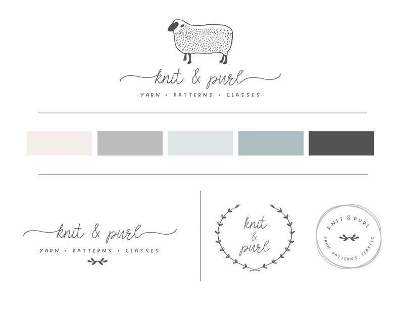 Sheep Logo - Knitting Logo, Sheep Logo, Yarn Logo, Crochet Logo, Farmhouse Decor Logo,  Blog Header, Hand Drawn Logo, Simple Logo