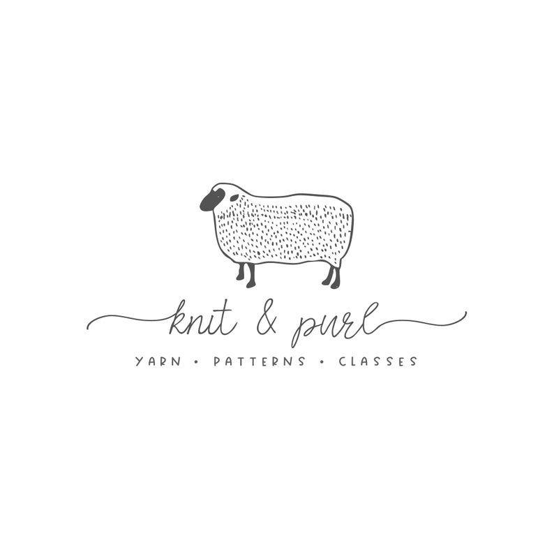 Sheep Logo - Knitting Logo, Sheep Logo, Yarn Logo, Crochet Logo, Farmhouse Decor Logo,  Blog Header, Hand Drawn Logo, Simple Logo