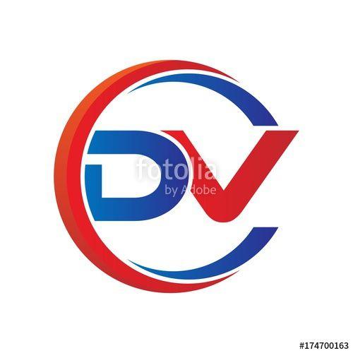 DV Logo - dv logo vector modern initial swoosh circle blue and red