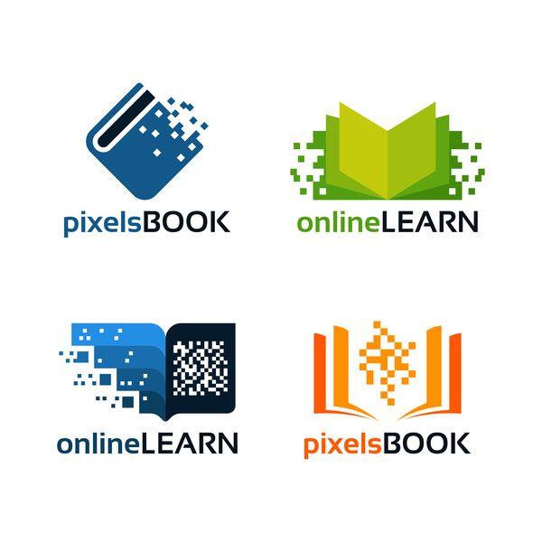Learn Logo - pixels book with online learn logo vector free download