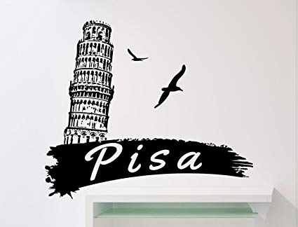 Pisa Logo - Pisa Logo Word Wall Decal Leaning Tower Of Pisa Vinyl Sticker Home ...