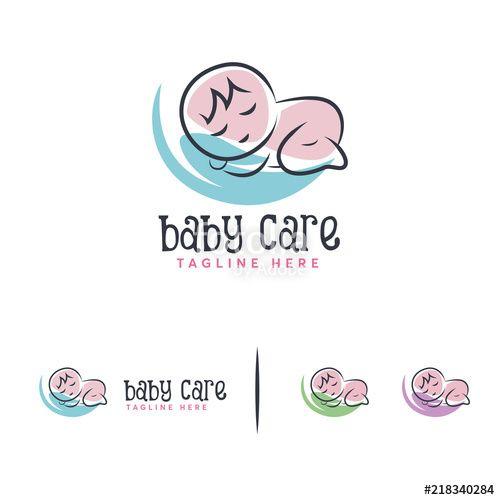 Baby Logo - Sleeping Cute Baby logo designs vector, Baby Care logo template ...