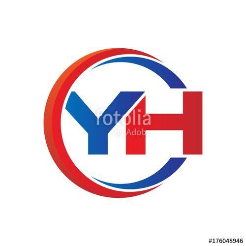 Yh Logo - yh logo vector modern initial swoosh circle blue and red