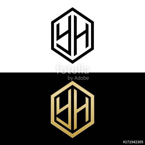 Yh Logo - initial letters logo yh black and gold monogram hexagon shape vector ...