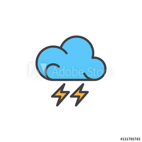 Thunderstorm Logo - Lightning line icon, filled outline vector sign, linear colorful ...